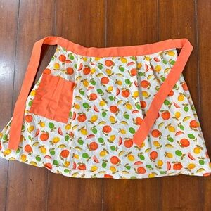 Fruit Apron Peach Lemon Print One Pocket Waist 18” Handmade